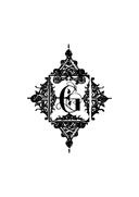 Logo de l'auteure ELisabet Guillot - Un G stylisé gothique noir avec des décorations.